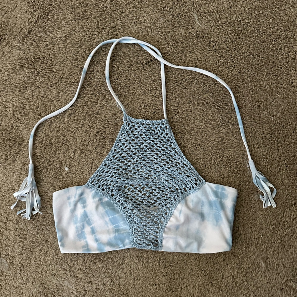 Acacia Swimwear Blue and White Bikini Top